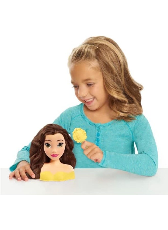 ديزني برنسيس رأس تصفيف الشعر المصغر بيل من ديزني الجميلة والوحش مع فرشاة شعر – دمية شعر مكونة من قطعتين للعب التخيلي للأطفال من عمر 3 سنوات فما فوق – لعبة تصفيف شعر إبداعية - Image 2